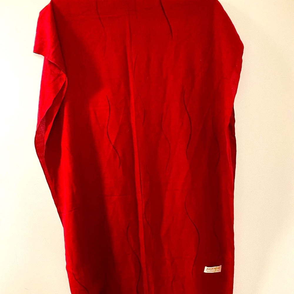 Red Pashima with black accents